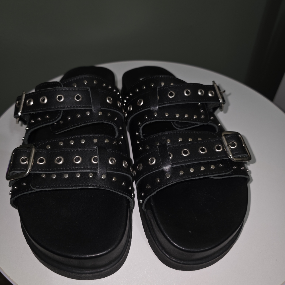 Steve Madden Black Studded Sandals - Picture 2 of 6